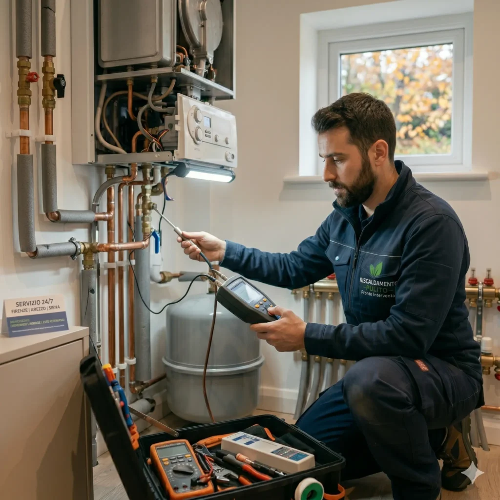 tecnico riscaldamento al lavoro